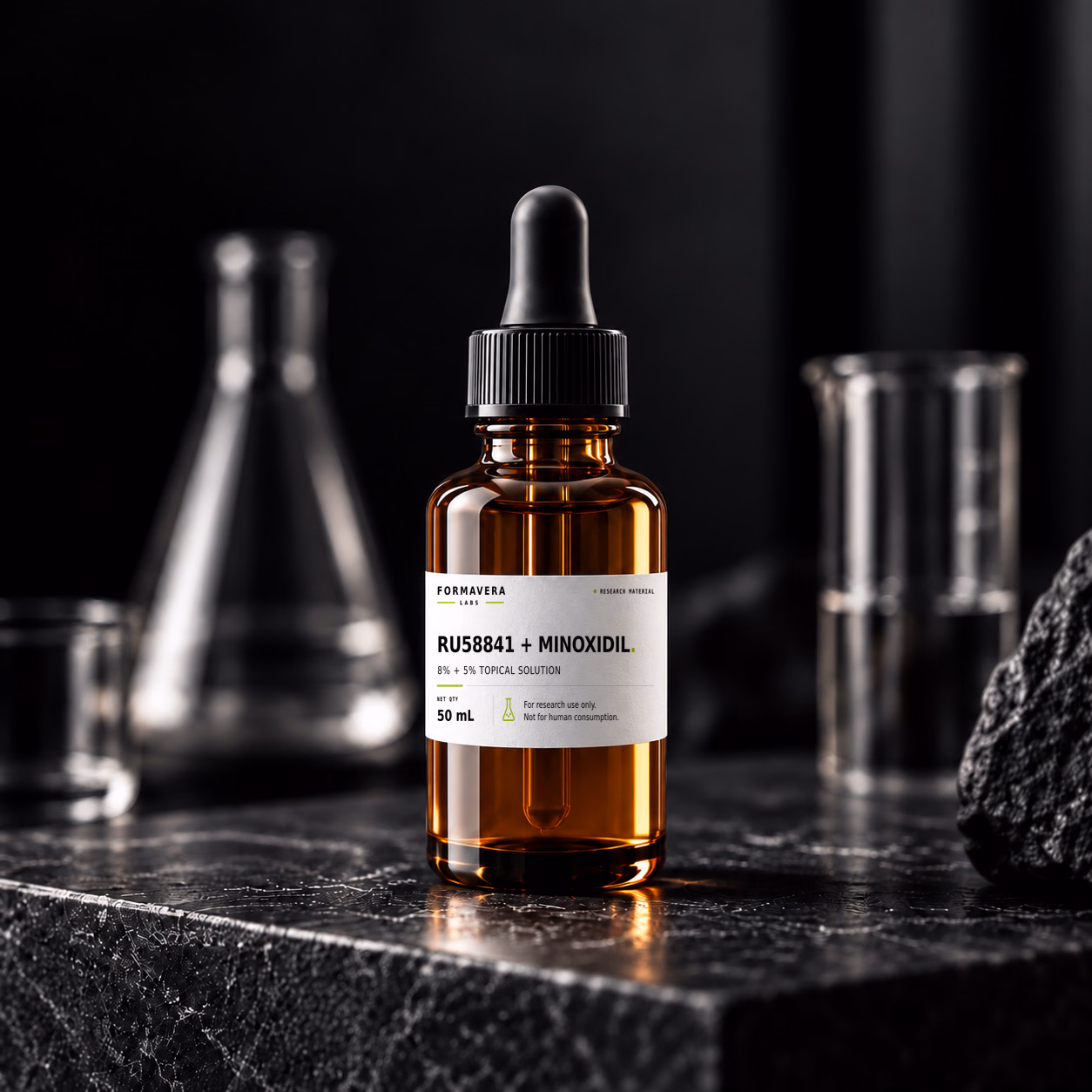 RU58841 8% + Minoxidil 5%, laboratory setting view